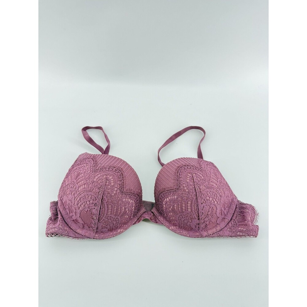 Victoria’s Secret Dream Angels Pushup No Pad  Underwire Mauve Lace Bra Size 34B